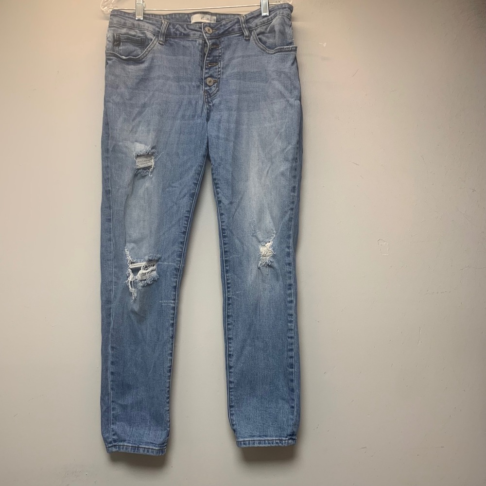 KanCan Skinny Jeans Women 11/29 Blue Good Distressed Button Fly High Rise KC5118